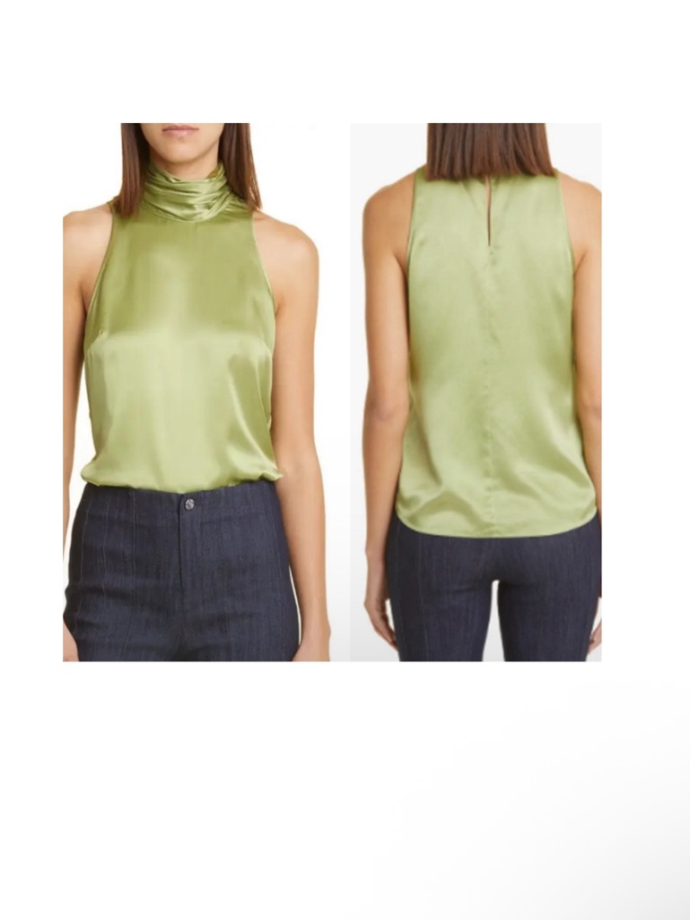 Cinq A Sept Jazlyn Silk Top Size Small Green Tea
